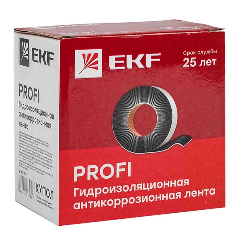 Лента гидроизоляционная EKF PROFI PROxima 50 мм х 1 м антикоррозионная, ширина 50 мм, длина ленты 1 м, материал - самоамальгамирующий каучук